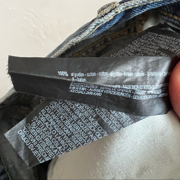 Zara High Rise Button Fly Straight Distressed Gem Bedazzled Raw Hem Denim Jeans - Picture 14 of 14